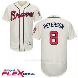 Camiseta Beisbol Hombre Atlanta Braves 8 Jace Peterson Crema Autentico Coleccion Flex Base