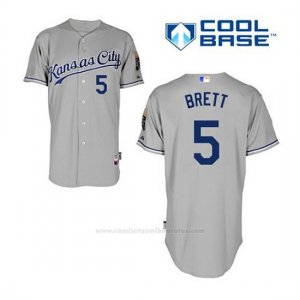 Camiseta Beisbol Hombre Kansas City Royals George Brett 5 Gris Cool Base