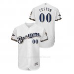 Camiseta Beisbol Hombre Milwaukee Brewers Personalizada 2019 Postseason Flex Base Blanco