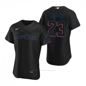 Camiseta Beisbol Hombre Miami Marlins Max Meyer Autentico Alterno Negro