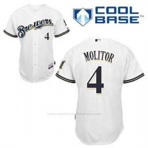 Camiseta Beisbol Hombre Milwaukee Brewers Paul Molitor 4 Blanco 1ª Cool Base