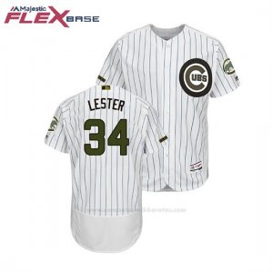 Camiseta Beisbol Hombre Chicago Cubs Jon Lester 2018 Dia de los Caidos Flex Base Blanco