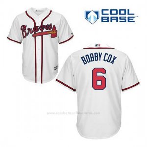 Camiseta Beisbol Hombre Atlanta Braves 6 Bobby Cox Blanco 1ª Cool Base