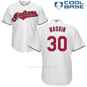 Camiseta Beisbol Hombre Cleveland Indians 30 Tyler Naquin Blanco Cool Base