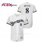 Camiseta Beisbol Hombre Milwaukee Brewers Ryan Braun 150th Aniversario Patch Autentico Flex Base Blanco