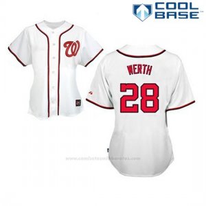 Camiseta Beisbol Hombre Washington Nationals Jayson Werth 28 Blanco Cool Base