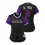 Camiseta Beisbol Mujer Colorado Rockies Gerardo Parra 2018 Llws Players Weekend El Yolo Negro