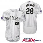 Camiseta Beisbol Hombre Colorado Rockies Nolan Arenado 28 Blanco 25th Season Flex Base