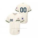 Camiseta Beisbol Hombre Seattle Mariners Custom Turn Back The Clock Autentico Cream