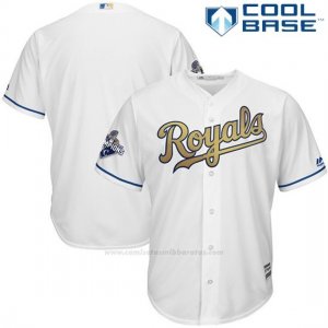 Camiseta Beisbol Hombre Kansas City Royals World Series Campeones Oro Program Blanco Cool Base