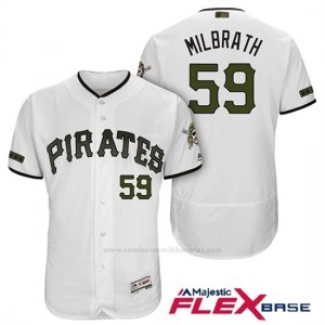 Camiseta Beisbol Hombre Pittsburgh Pirates Jordan Milbrath Blanco 2018 1ª Alterno Flex Base