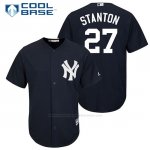 Camiseta Beisbol Hombre New York Yankees 27 Giancarlo Stanton Azulreplica Jugador Cool Base