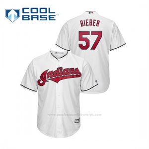 Camiseta Beisbol Hombre Cleveland Indians Shane Bieber Cool Base Blanco