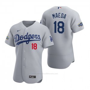 Camiseta Beisbol Hombre Los Angeles Dodgers Kenta Maeda Autentico 2020 Alterno Gris