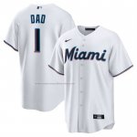 Camiseta Beisbol Hombre Miami Marlins NO 1 Dad Primera Replica Blanco