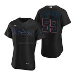 Camiseta Beisbol Hombre Miami Marlins Jacob Stallings Autentico Alterno Negro