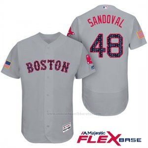 Camiseta Beisbol Hombre Boston Red Sox 2017 Estrellas y Rayas Pablo Sandoval Gris Flex Base