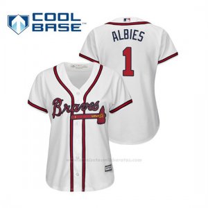 Camiseta Beisbol Mujer Atlanta Braves Ozzie Albies Cool Base Majestic Home 2019 Blanco