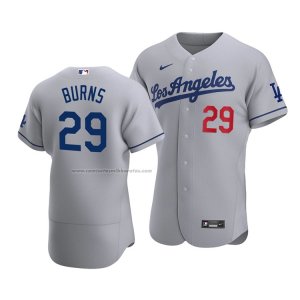 Camiseta Beisbol Hombre Los Angeles Dodgers Andy Burns Autentico Road Gris