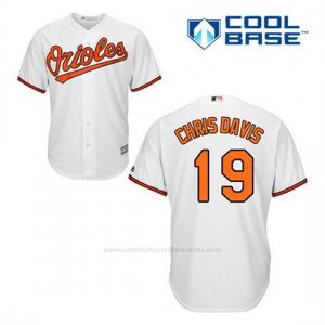 Camiseta Beisbol Hombre Baltimore Orioles 19 Chris Davis Blanco 1ª Cool Base