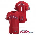 Camiseta Beisbol Hombre Texas Rangers Elvis Andrus Autentico 2020 Alternato Rojo