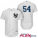 Camiseta Beisbol Hombre New York Yankees Aroldis Chapman Blanco Azul Autentico Coleccion Flex Base