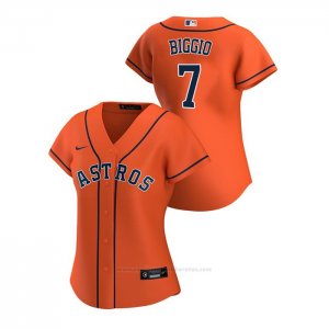 Camiseta Beisbol Mujer Houston Astros Craig Biggio 2020 Replica Alterno Naranja