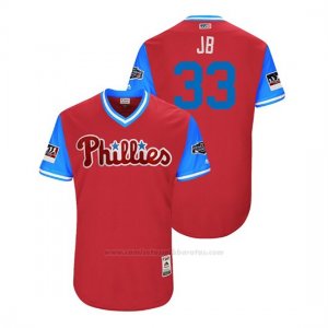 Camiseta Beisbol Hombre Philadelphia Phillies Justin Bour 2018 Llws Players Weekend Jb Scarlet