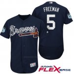 Camiseta Beisbol Hombre Atlanta Braves 5 Frojodie Freeman Azul 2017 Entrenamiento de Primavera Flex Base