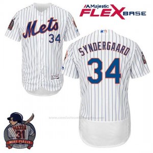 Camiseta Beisbol Hombre New York Mets Noah Syndergaard Blanco Flex Base With Piazza