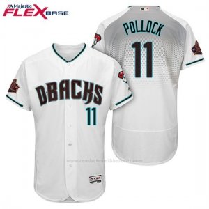 Camiseta Beisbol Hombre Arizona Diamondbacks 11 A.j. Pollock Blanco Aqua 1ª 20 Aniversario Flex Base