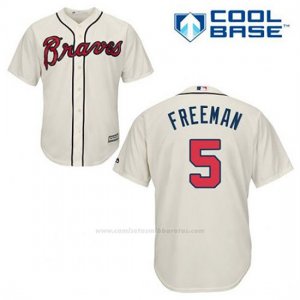 Camiseta Beisbol Hombre Atlanta Braves 5 Frojodie Freeman Crema Alterno Cool Base