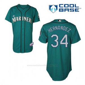 Camiseta Beisbol Hombre Seattle Mariners Felix Hernandez 34 Teal Verde Alterno Cool Base
