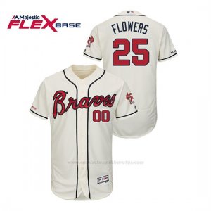 Camiseta Beisbol Hombre Atlanta Braves Tyler Flowers 150th Aniversario Patch Autentico Flex Base Crema