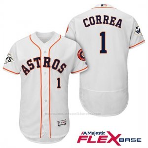 Camiseta Beisbol Hombre Houston Astros 2017 World Series Carlos Correa Blanco Flex Base