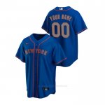 Camiseta Beisbol Hombre New York Mets Personalizada Replica Alterno Road Azul