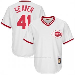 Camiseta Beisbol Hombre Cincinnati Reds Mensrojos 41 Tom Seaver Blanco Cooperstown Coleccion