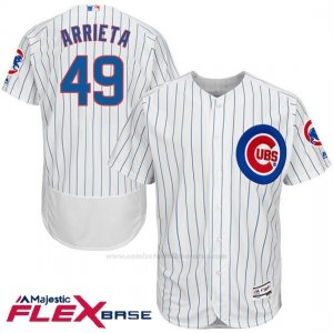 Camiseta Beisbol Hombre Chicago Cubs 49 Jake Arrieta Autentico Coleccion Blanco Flex Base Jugador