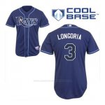 Camiseta Beisbol Hombre Tampa Bay Rays Evan Longoria 3 Azul Azul Alterno Cool Base