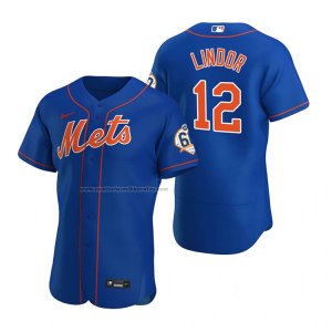 Camiseta Beisbol Hombre New York Mets Francisco Lindor Alterno Autentico Azul