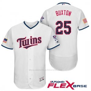Camiseta Beisbol Hombre Minnesota Twins 2017 Estrellas y Rayas Byron Buxton Blanco Flex Base