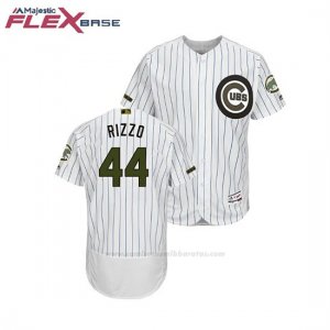 Camiseta Beisbol Hombre Chicago Cubs Anthony Rizzo 2018 Dia de los Caidos Flex Base Blanco
