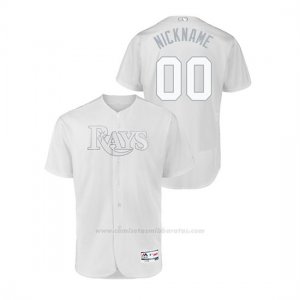 Camiseta Beisbol Hombre Tampa Bay Rays Personalizada 2019 Players Weekend Autentico Blanco
