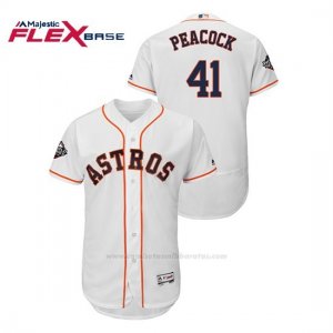 Camiseta Beisbol Hombre Houston Astros Brad Peacock 2019 World Series Bound Flex Base Blanco