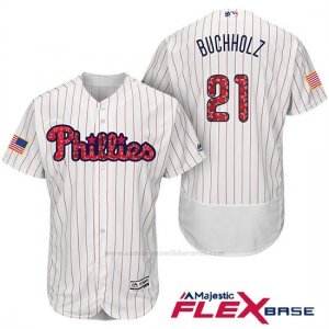Camiseta Beisbol Hombre Philadelphia Phillies 2017 Estrellas y Rayas Clay Buchholz Blanco Flex Base