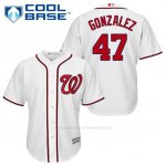 Camiseta Beisbol Hombre Washington Nationals Gio Gonzalez 47 Blanco 1ª Cool Base