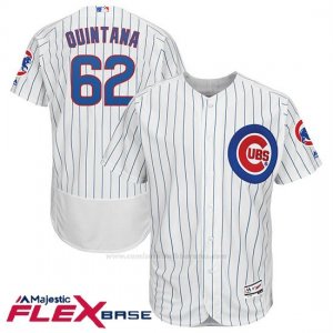 Camiseta Beisbol Hombre Chicago Cubs 62 Jose Quintana Blanco Blanco Flex Base