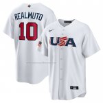 Camiseta Beisbol Hombre USA 2023 J.T. Realmuto Replica Blanco
