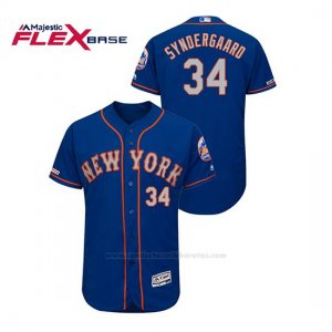 Camiseta Beisbol Hombre New York Mets Noah Syndergaard 150th Aniversario Patch Autentico Flex Base Azul