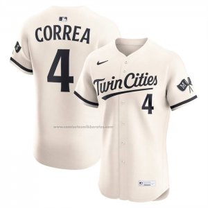Camiseta Beisbol Hombre Minnesota Twins Carlos Correa Alterno Elite Crema